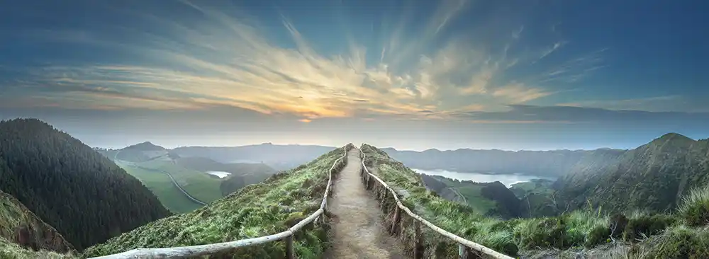 Mountain landscape Ponta Delgada island, Azores Portugal